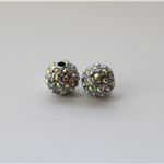 Rhinestones kulička 10mm, platina, crystal AB kamínky, 1ks