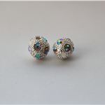 Rhinestones kulička 10mm, stříbrná barva, crystal AB kamínky, 1ks